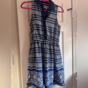 Blue and White Sleeveless Mini Dress